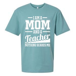 I Am A Mom And A Teacher Gift Sueded Cloud Jersey T-Shirt