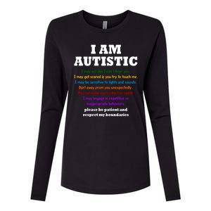 I Am Autistic Please Be Patient Womens Cotton Relaxed Long Sleeve T-Shirt