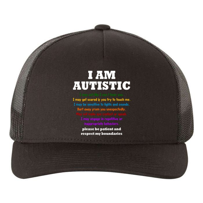 I Am Autistic Please Be Patient Yupoong Adult 5-Panel Trucker Hat