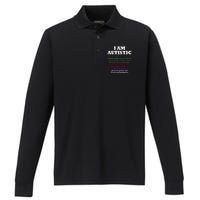 I Am Autistic Please Be Patient Performance Long Sleeve Polo