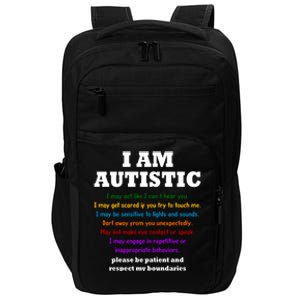 I Am Autistic Please Be Patient Impact Tech Backpack