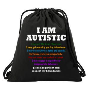 I Am Autistic Please Be Patient Drawstring Bag