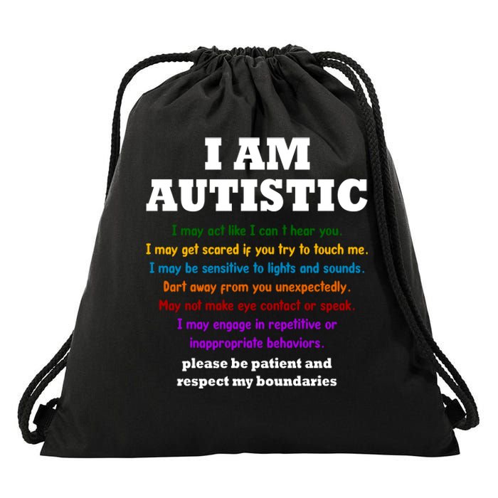 I Am Autistic Please Be Patient Drawstring Bag