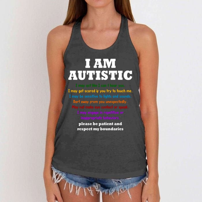 I Am Autistic Please Be Patient Women's Knotted Racerback Tank