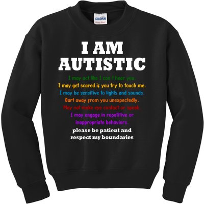 I Am Autistic Please Be Patient Kids Sweatshirt