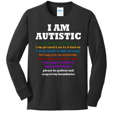 I Am Autistic Please Be Patient Kids Long Sleeve Shirt