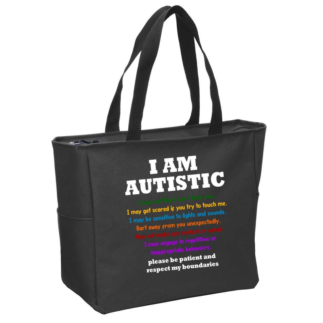 I Am Autistic Please Be Patient Zip Tote Bag