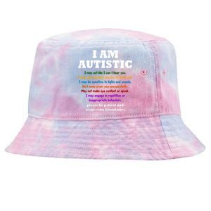 I Am Autistic Please Be Patient Tie-Dyed Bucket Hat