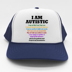 I Am Autistic Please Be Patient Trucker Hat