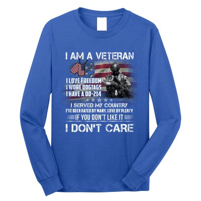 I Am A Veteran I Love Freedom My Country Funny Veteran Gift Long Sleeve Shirt