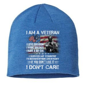 I Am A Veteran I Love Freedom My Country Funny Veteran Gift Sustainable Beanie