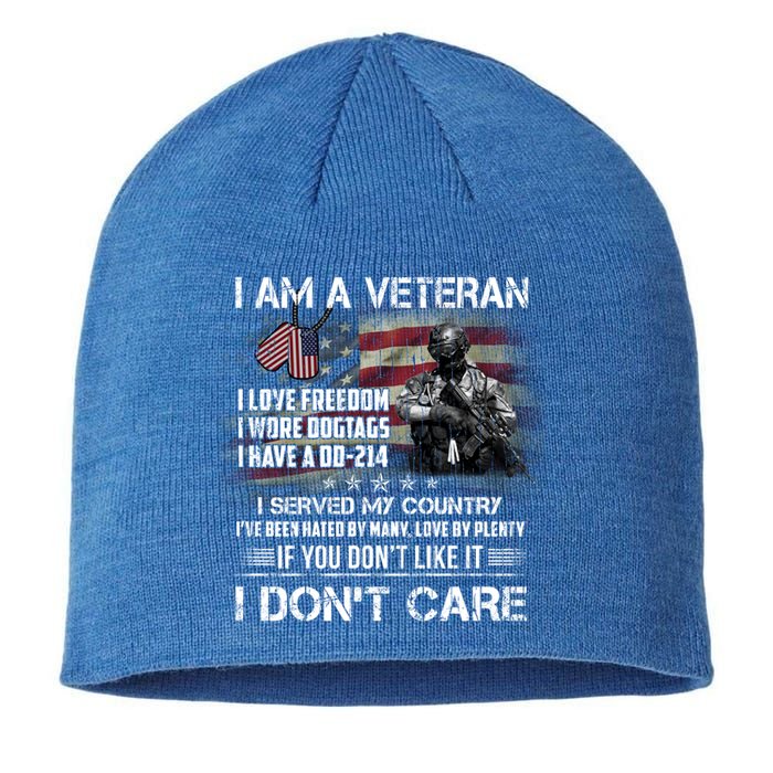 I Am A Veteran I Love Freedom My Country Funny Veteran Gift Sustainable Beanie