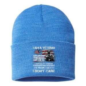 I Am A Veteran I Love Freedom My Country Funny Veteran Gift Sustainable Knit Beanie