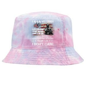 I Am A Veteran I Love Freedom My Country Funny Veteran Gift Tie-Dyed Bucket Hat