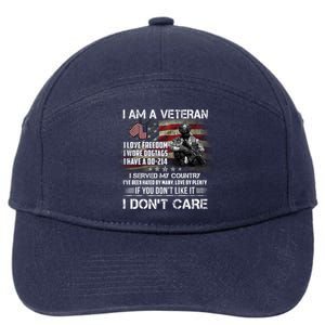 I Am A Veteran I Love Freedom My Country Funny Veteran Gift 7-Panel Snapback Hat