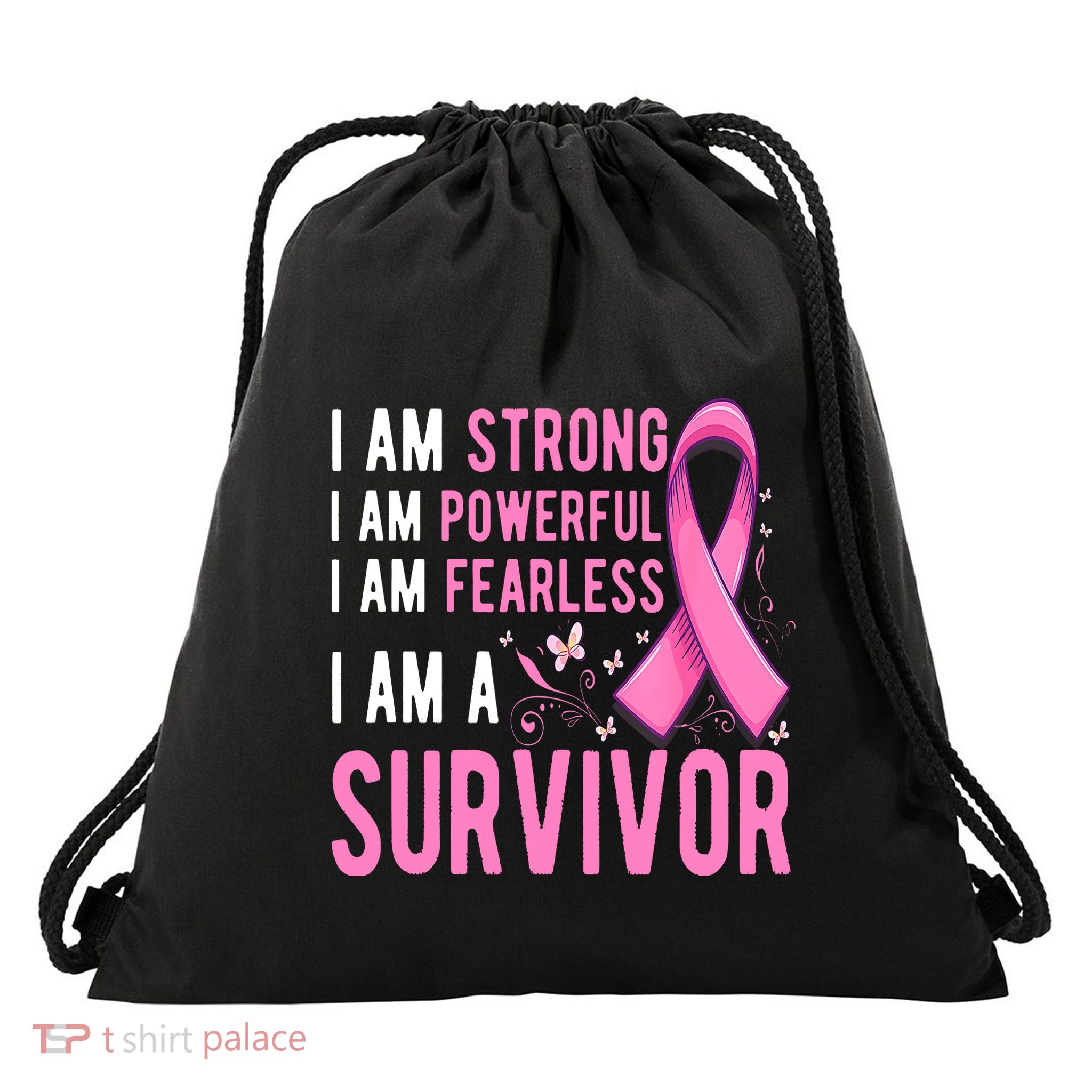 I Am A Survivor Breast Cancer Awareness Pink October Drawstring Bag