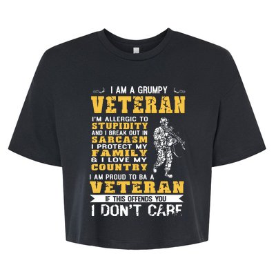 I Am A Grumpy Veteran Proud To Be Veteran Bella+Canvas Jersey Crop Tee