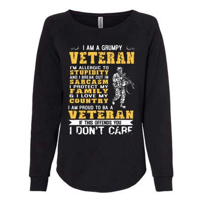 I Am A Grumpy Veteran Proud To Be Veteran Womens California Wash Sweatshirt