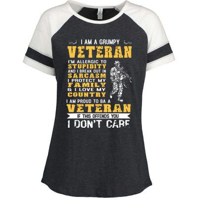 I Am A Grumpy Veteran Proud To Be Veteran Enza Ladies Jersey Colorblock Tee