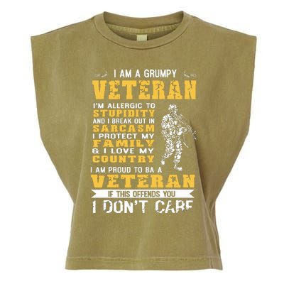 I Am A Grumpy Veteran Proud To Be Veteran Garment-Dyed Women's Muscle Tee