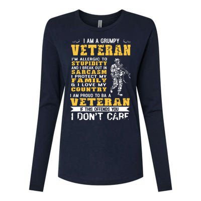 I Am A Grumpy Veteran Proud To Be Veteran Womens Cotton Relaxed Long Sleeve T-Shirt