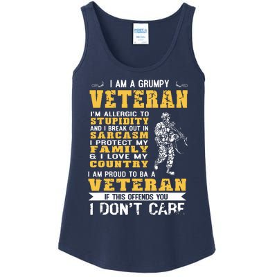 I Am A Grumpy Veteran Proud To Be Veteran Ladies Essential Tank