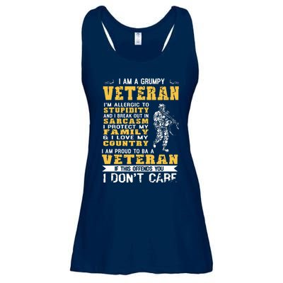 I Am A Grumpy Veteran Proud To Be Veteran Ladies Essential Flowy Tank