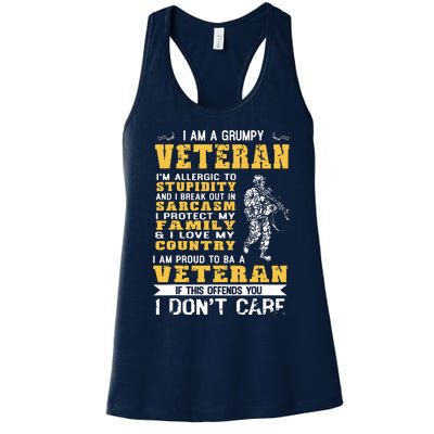 I Am A Grumpy Veteran Proud To Be Veteran Women's Racerback Tank