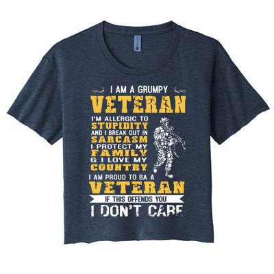 I Am A Grumpy Veteran Proud To Be Veteran Women's Crop Top Tee