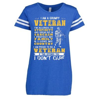 I Am A Grumpy Veteran Proud To Be Veteran Enza Ladies Jersey Football T-Shirt