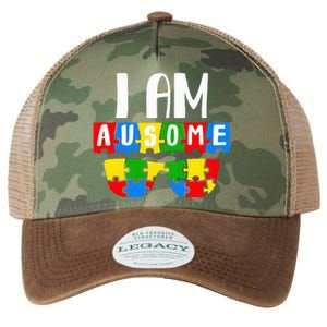 I Am Ausome Autism Puzzle Autism Awareness Month Legacy Tie Dye Trucker Hat