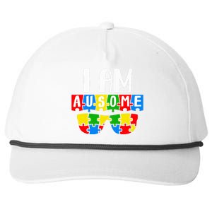 I Am Ausome Autism Puzzle Autism Awareness Month Snapback Five-Panel Rope Hat