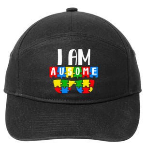 I Am Ausome Autism Puzzle Autism Awareness Month 7-Panel Snapback Hat