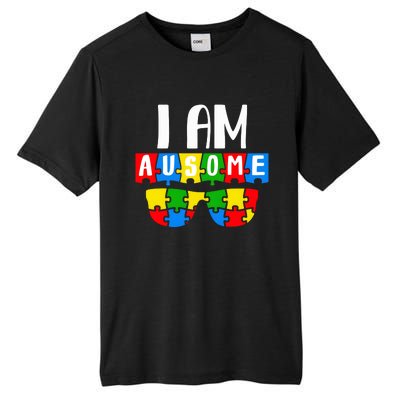 I Am Ausome Autism Puzzle Autism Awareness Month Tall Fusion ChromaSoft Performance T-Shirt