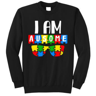 I Am Ausome Autism Puzzle Autism Awareness Month Tall Sweatshirt