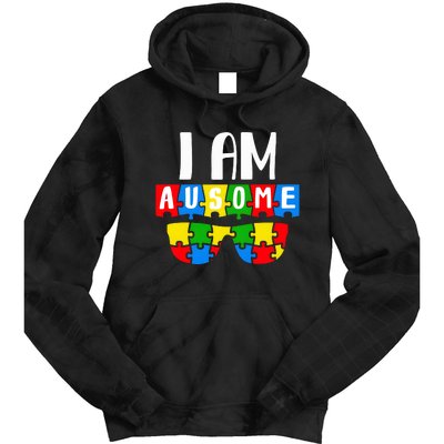 I Am Ausome Autism Puzzle Autism Awareness Month Tie Dye Hoodie