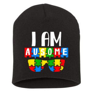 I Am Ausome Autism Puzzle Autism Awareness Month Short Acrylic Beanie