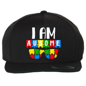 I Am Ausome Autism Puzzle Autism Awareness Month Wool Snapback Cap