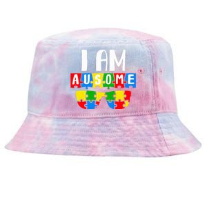 I Am Ausome Autism Puzzle Autism Awareness Month Tie-Dyed Bucket Hat