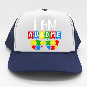 I Am Ausome Autism Puzzle Autism Awareness Month Trucker Hat