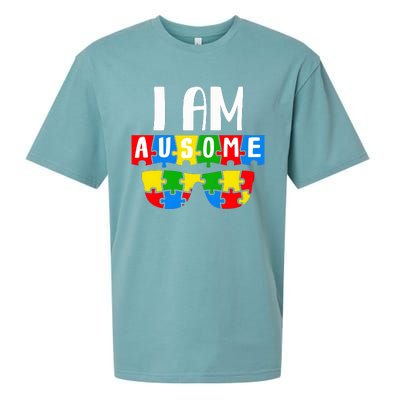 I Am Ausome Autism Puzzle Autism Awareness Month Sueded Cloud Jersey T-Shirt