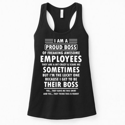 I Am A Proud Boss Of Freaking Awesome Employees Funny Boss Womens Tank Top