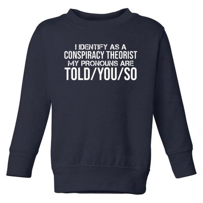 Identify As A Conspiracy Theorist Pronouns Are Told You So Toddler Sweatshirt