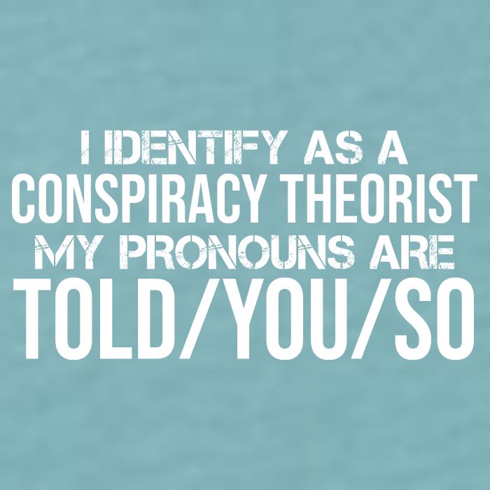 Identify As A Conspiracy Theorist Pronouns Are Told You So Sueded Cloud Jersey T-Shirt