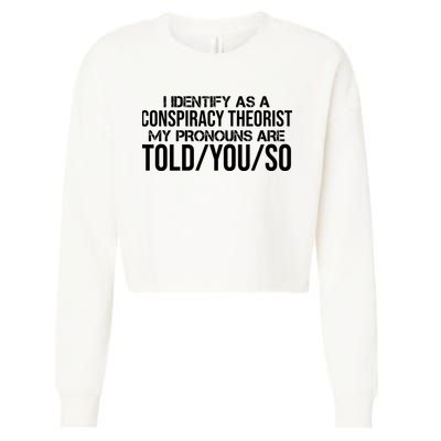 Identify As A Conspiracy Theorist Pronouns Are Told You So Cropped Pullover Crew