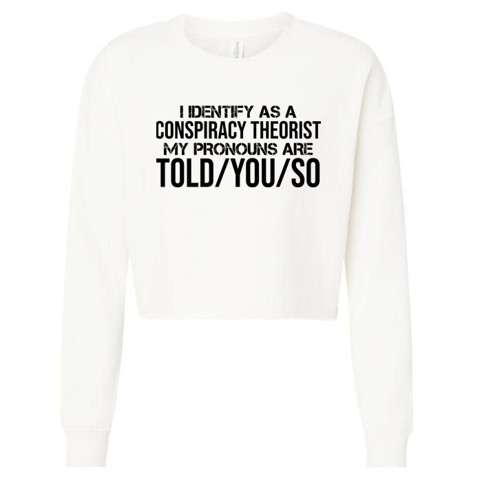 Identify As A Conspiracy Theorist Pronouns Are Told You So Cropped Pullover Crew