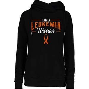 I Am A Leukemia Warrior Blood Cancer Awareness Orange Ribbon Womens Funnel Neck Pullover Hood