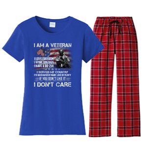 I Am A Veteran I Love Freedom My Country Funny Veteran Gift Women's Flannel Pajama Set