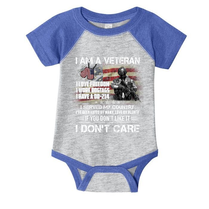 I Am A Veteran I Love Freedom My Country Funny Veteran Gift Infant Baby Jersey Bodysuit