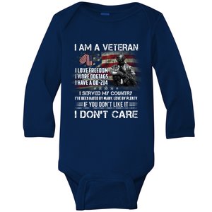 I Am A Veteran I Love Freedom My Country Funny Veteran Gift Baby Long Sleeve Bodysuit